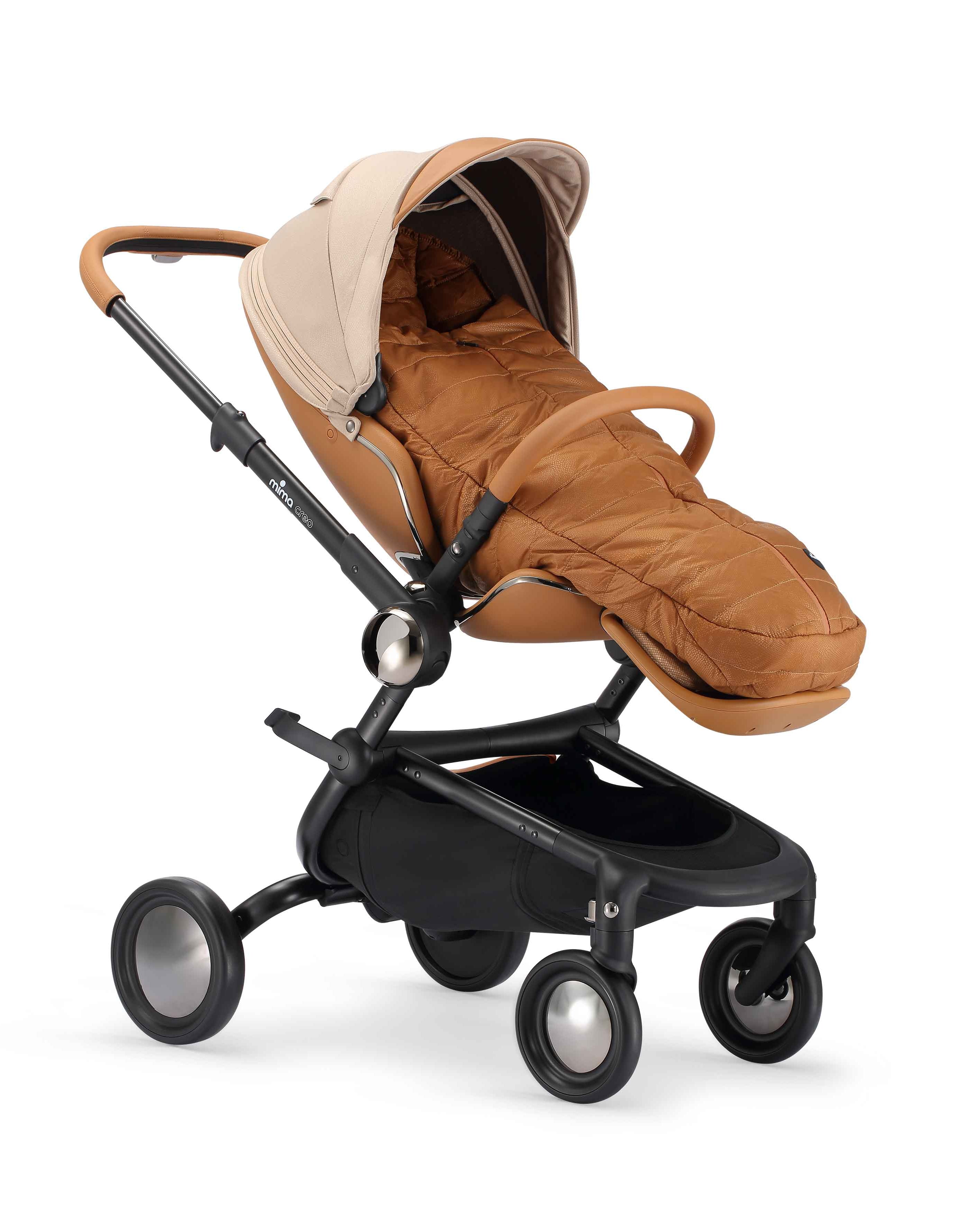 mima compact footmuff in mocha colour on a creo stroller