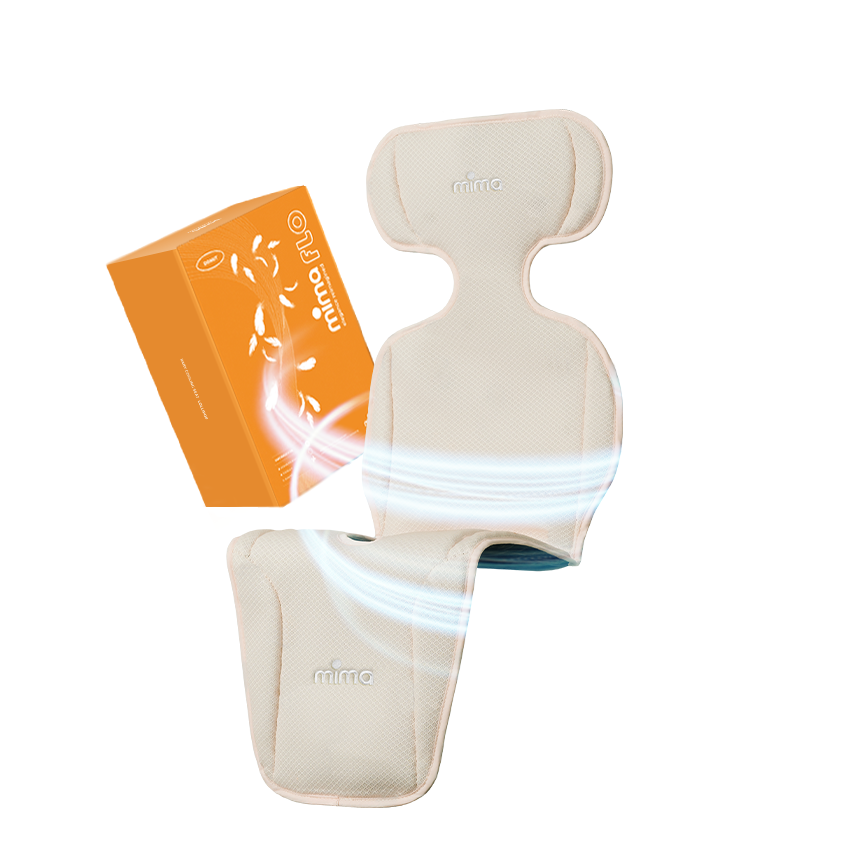 flo donut cooling seat pad in beige with packaging box, angled view