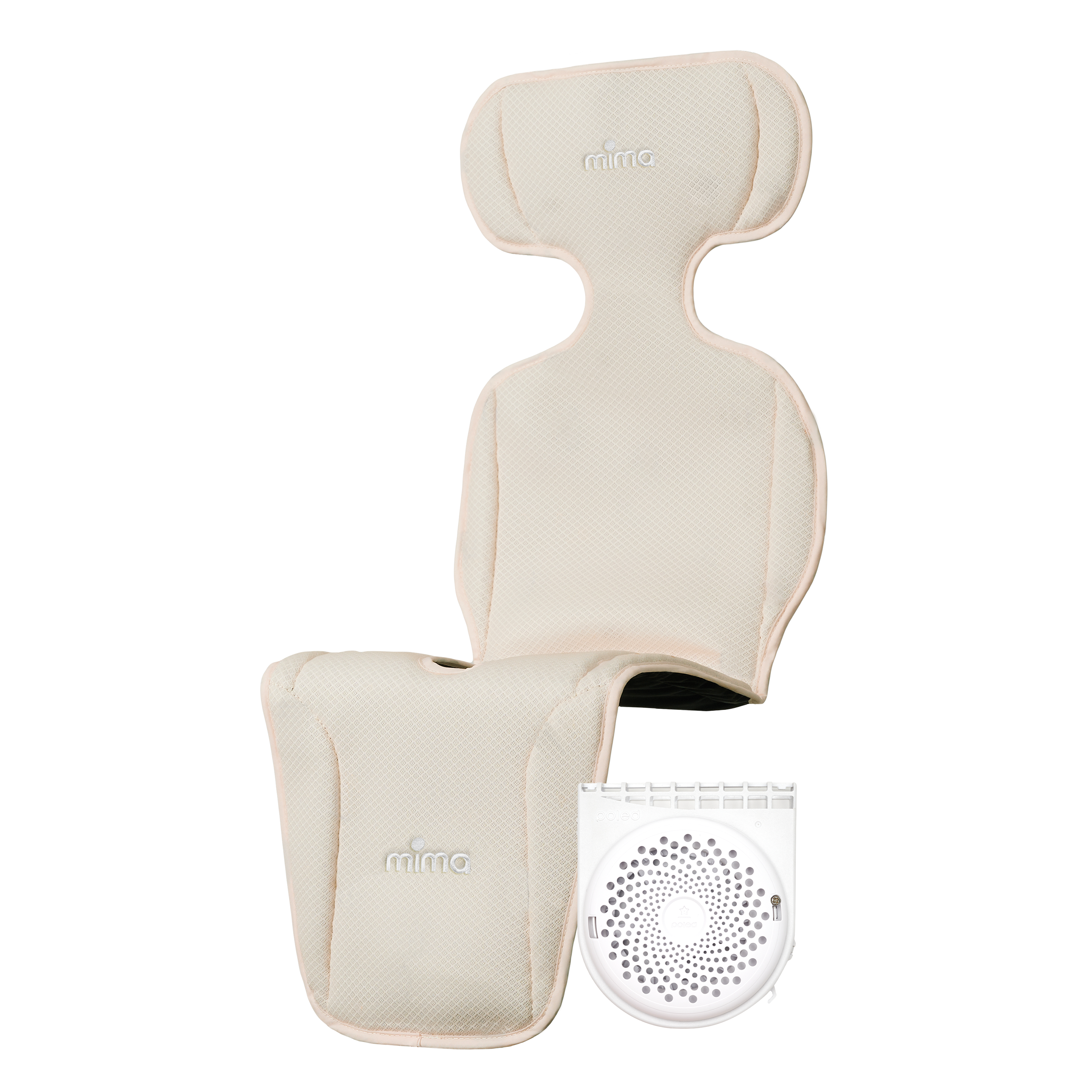 mima flo donut seat pad in beige, angled view
