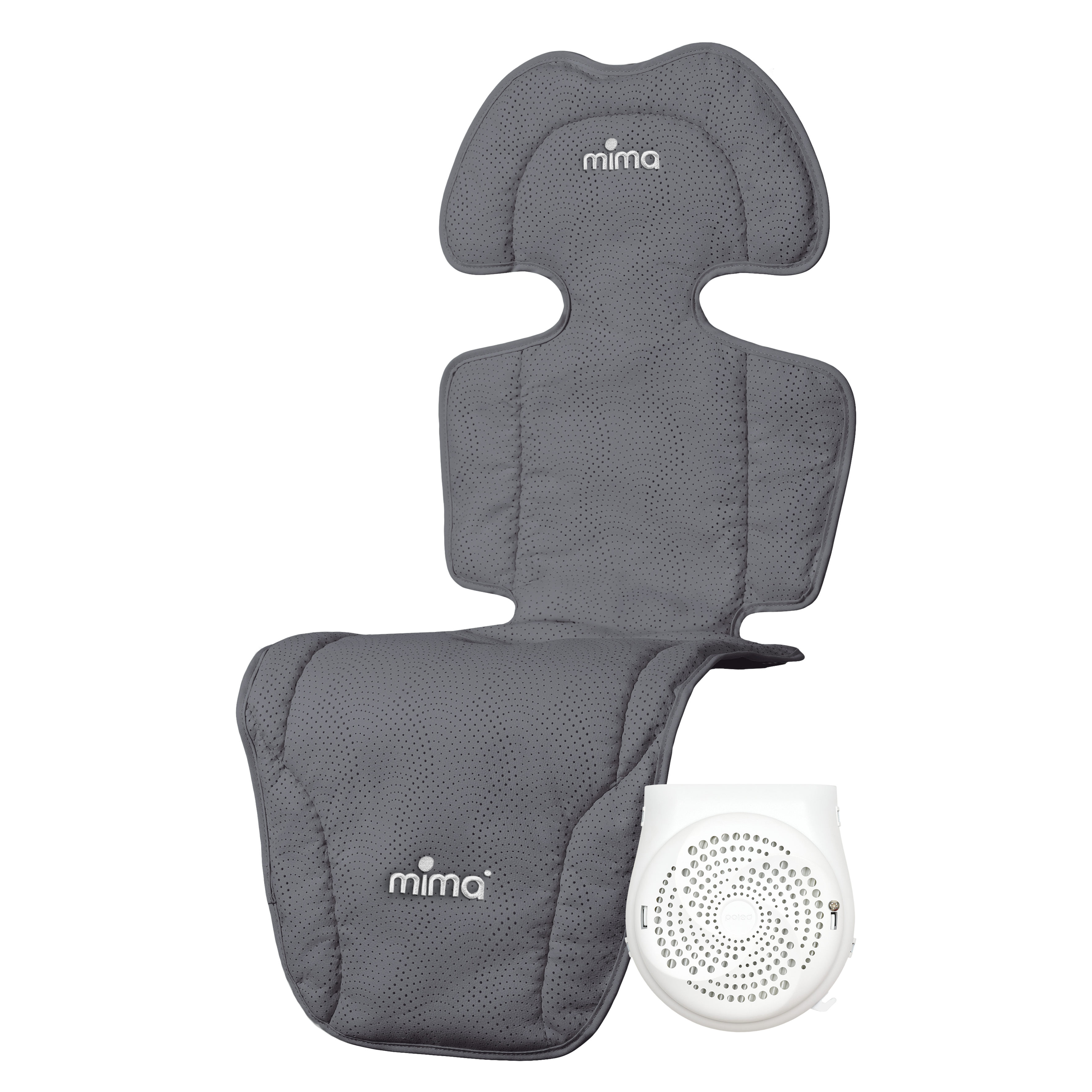 mima flo oreo seat pad in grey, angled view