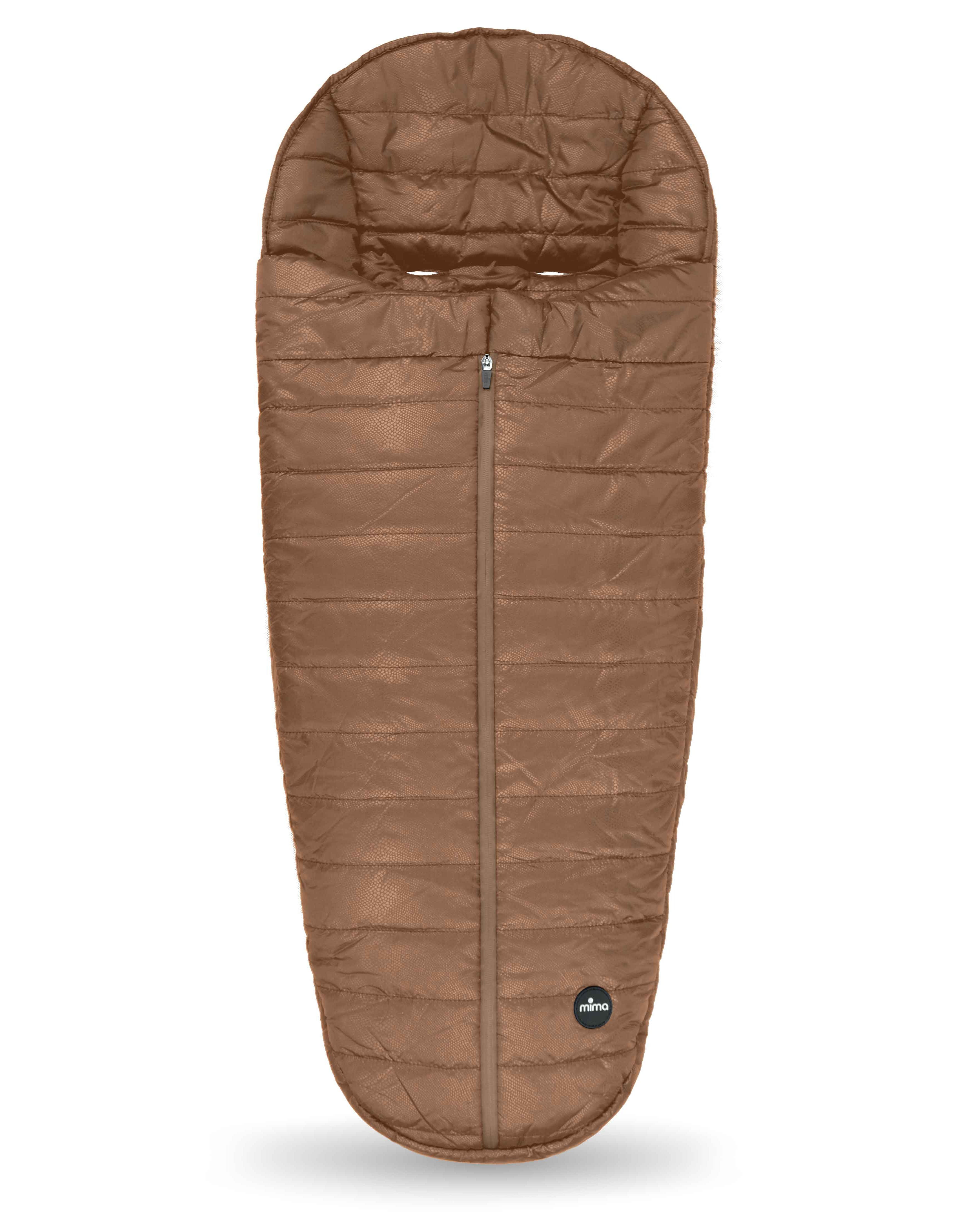 mima compact fold footmuff in mocha colour