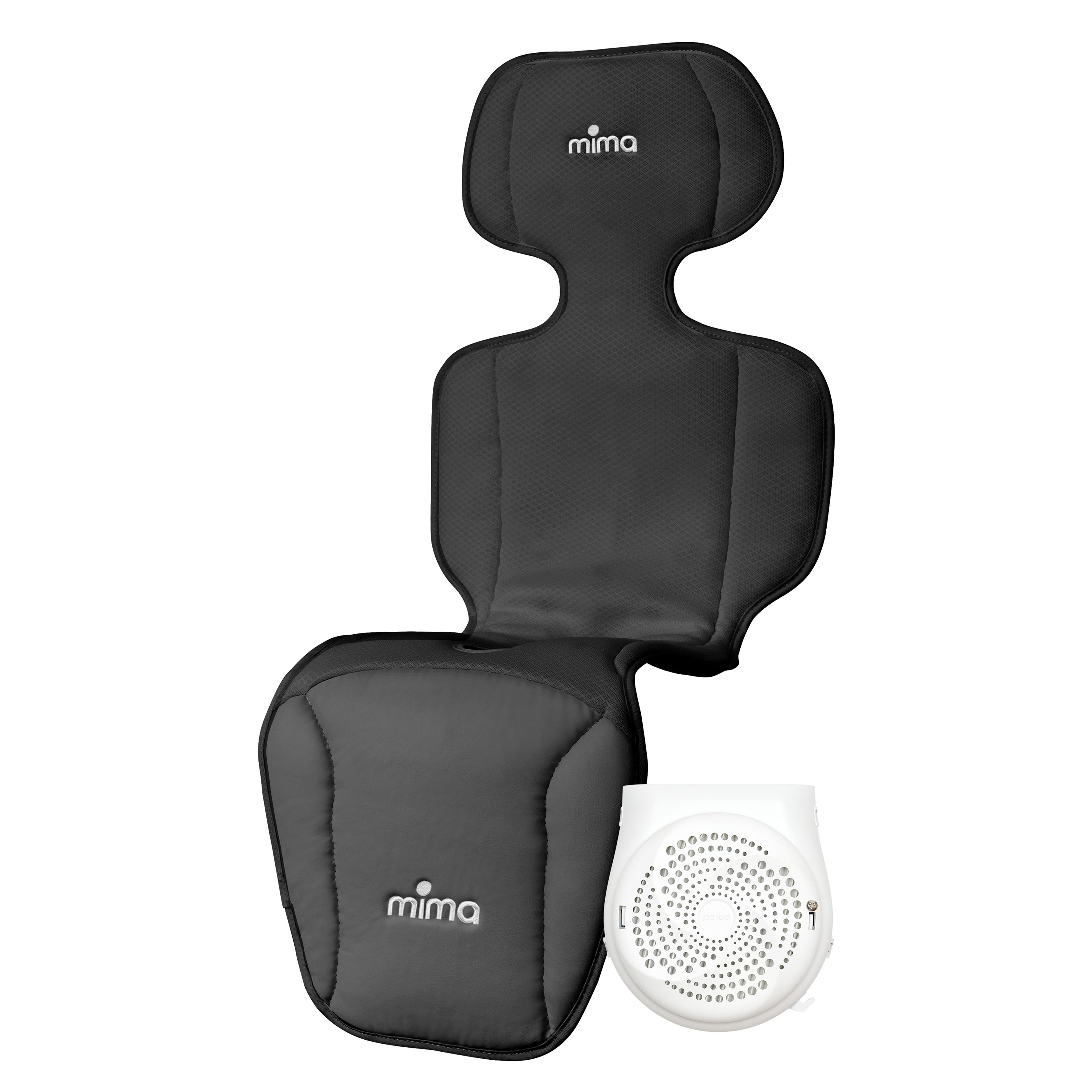 mima flo lollipop seat pad in black, angled view