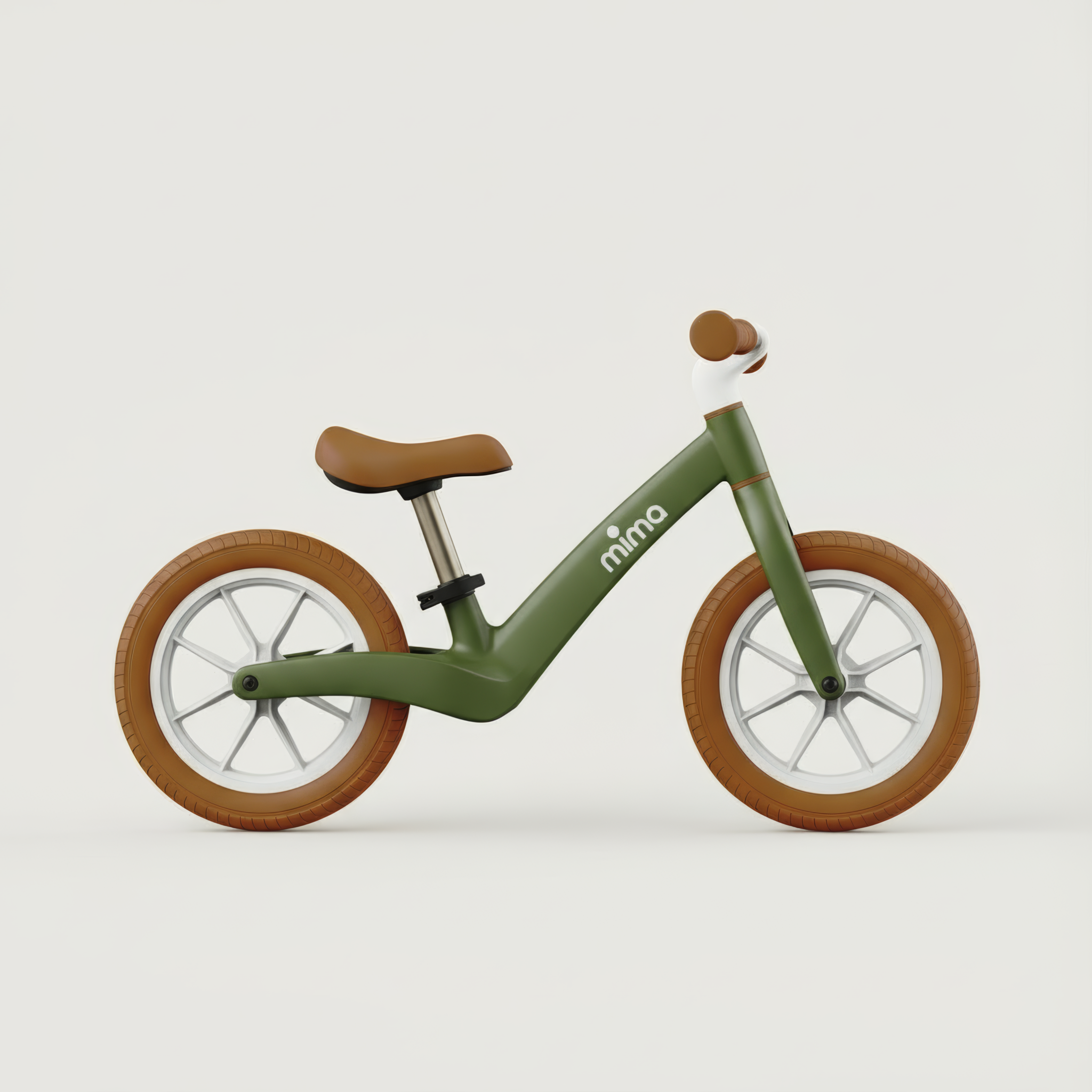 mima zoom lite balance bike in green, side view